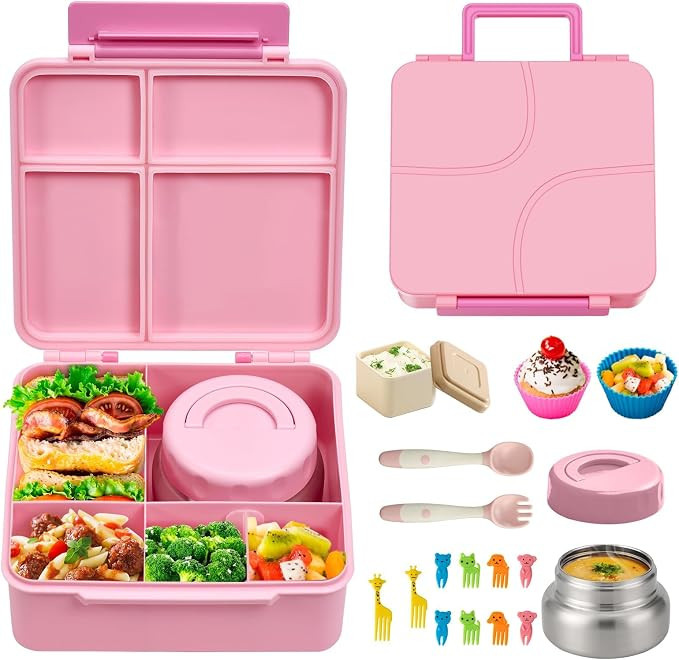 Bento Box for Kids Lunch box with Leak Proof Thermos Food Jar, Food Lunch Containers for Girls wi... | Amazon (US)