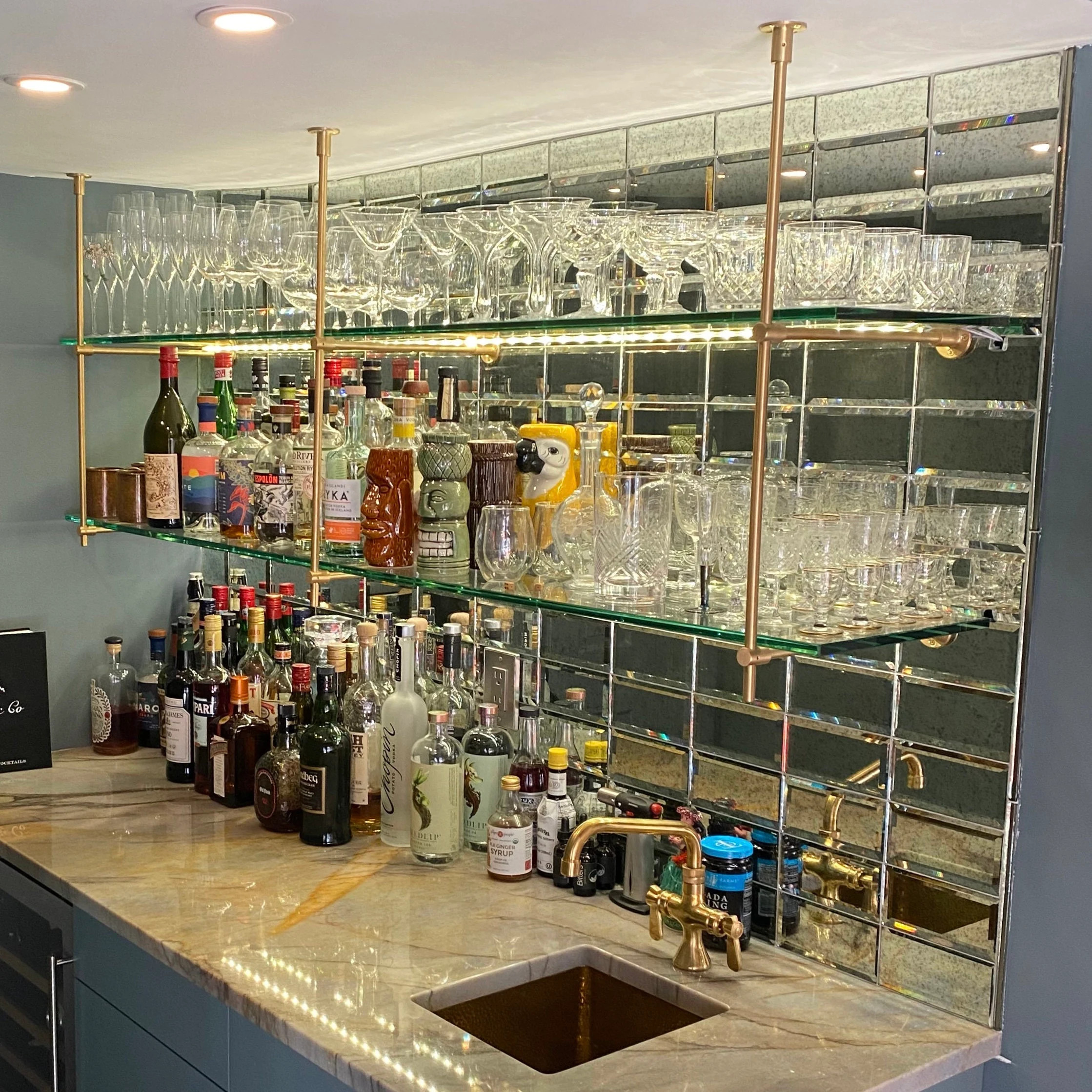 Customized bistro bar. (Up to 50'' height - 70'' width - 15'' depth) Wall & ceiling mounted, unlacquered satin and solid | Etsy (Global)
