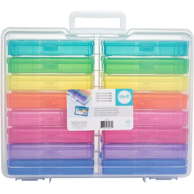 We R Craft & Photo Translucent Plastic Storage-15"X12"X5", W/16 Mini Cases | Target
