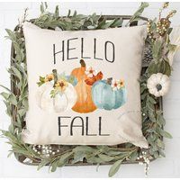 Hello Fall Pillow, Decor, Autumn Pumpkin Pillow, Autumn Pillow Cover, Pumpkin Farm House Fall Decor, | Etsy (US)