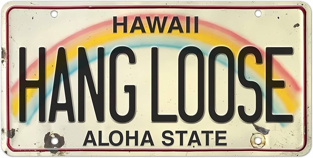 Vintage Hawaiian License Plate, Car Vehicle License Plate Souvenir, 6x12 inch (Hang Loose) | Amazon (US)