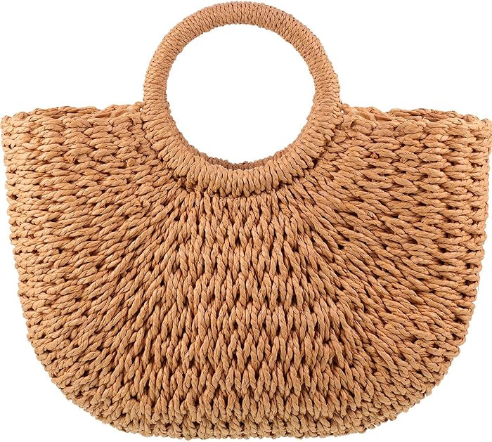 Frienda Straw Tote Bag Summer Beach Bag Handmade Straw Rattan Woven Handbag for Women Travel | Amazon (US)