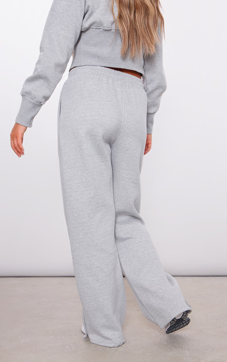 Ash Grey Mid Rise Wide Leg Joggers | PrettyLittleThing UK