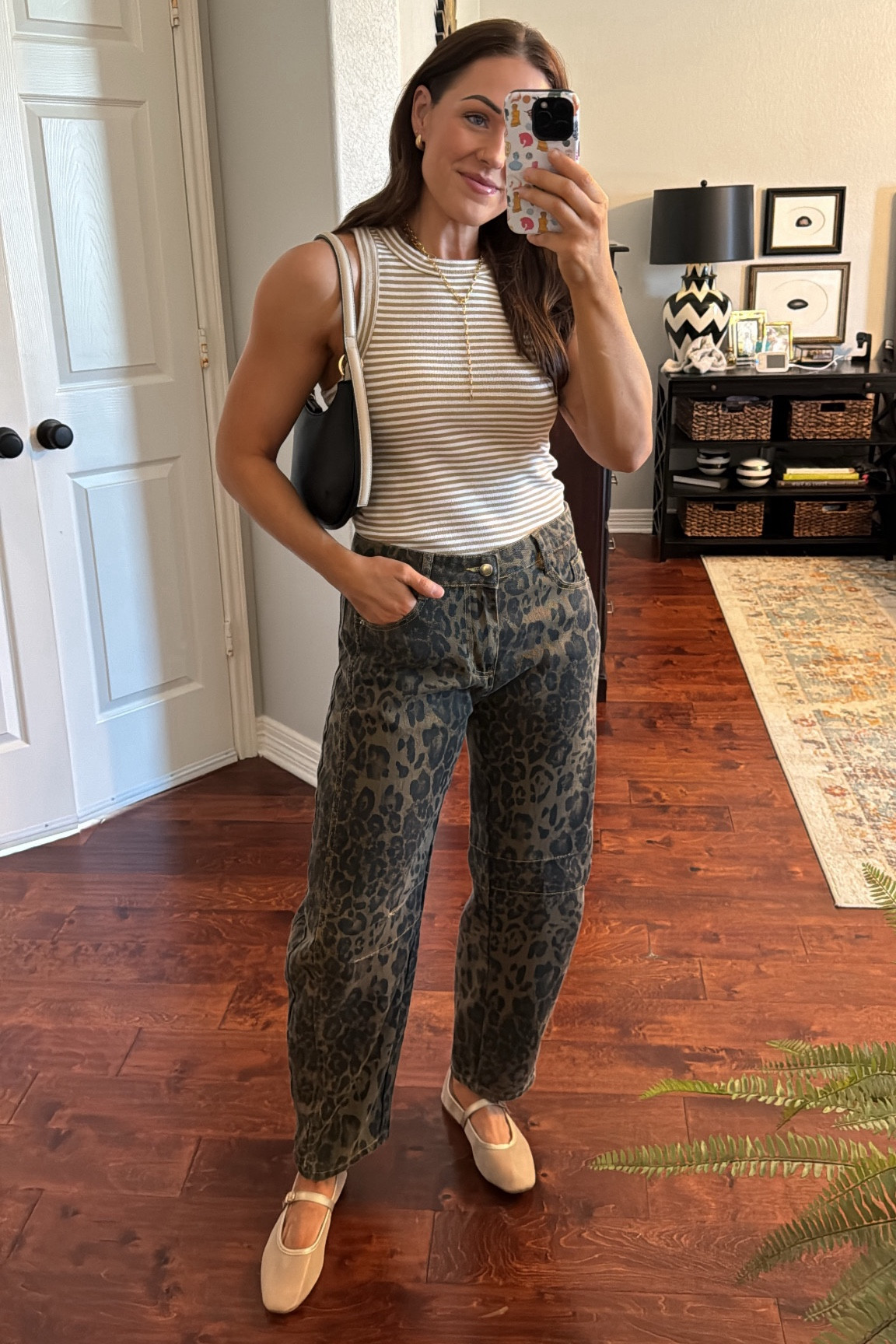 Styling leopard pants barrel jeans leopard denim fall transitional outfit inspo mesh ballet flats

#LTKFindsUnder50 #LTKStyleTip #LTKSeasonal