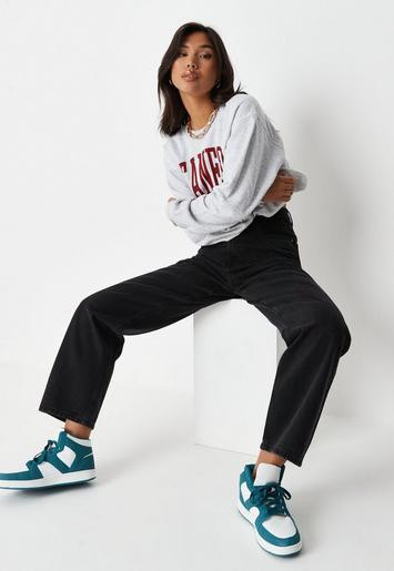 Black Loose Straight Leg Jeans | Missguided (UK & IE)
