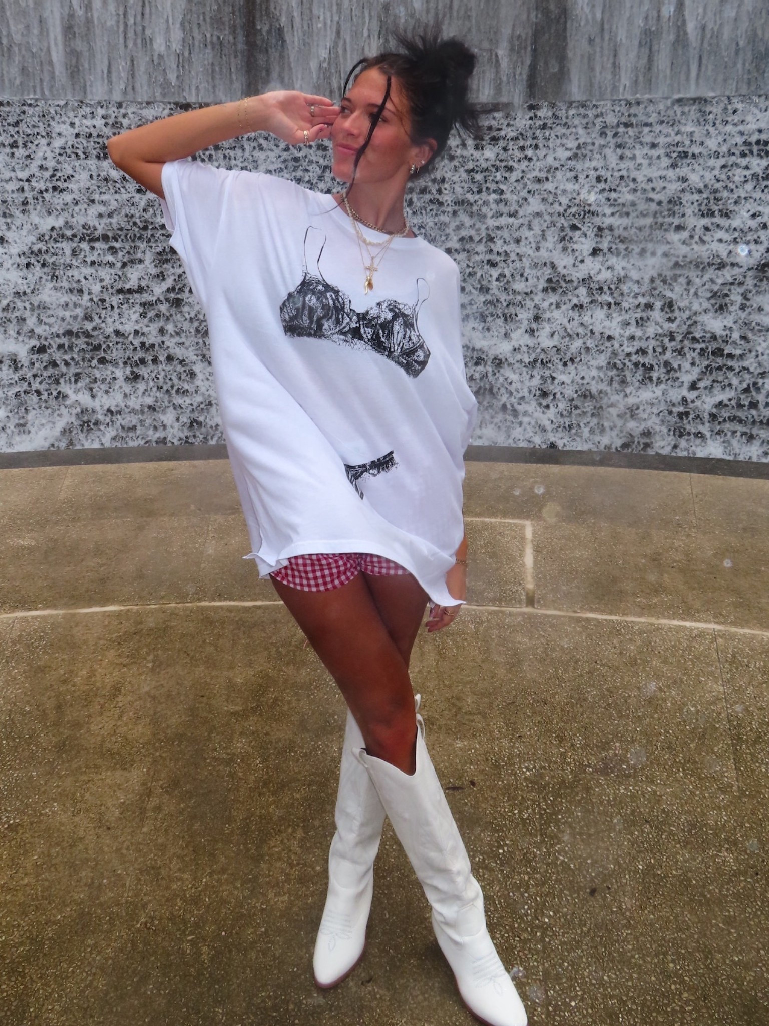 oversized tee but make it a moment

styled it as a dress with boots + a little peek of gingham and it just hits. effortless, a little flirty, and actually so easy to recreate

this is one of those outfits that looks styled but took no effort

linked everything for you

#LTKootd #LTKdayinmylife #LTKgrwm