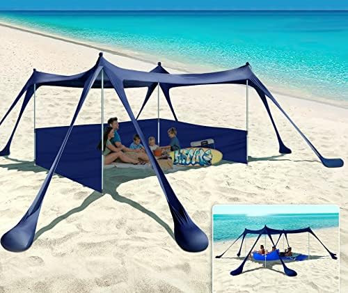 EYEFAME UPF50+ Anti-Wind Beach Tent with Sandproof Private Beach Wind Screen, Stable 8 Sandbags Desi | Amazon (US)