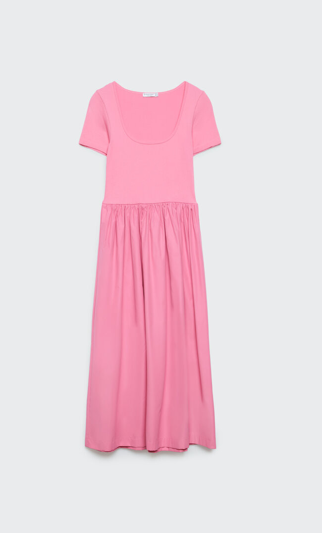 Seamless midi dress in two materials | Stradivarius (UK)