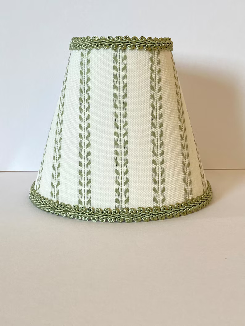 MADE TO ORDER Sage Green and Ivory Dobby Striped Sconce/chandelier Lamp Shade - Etsy | Etsy (US)