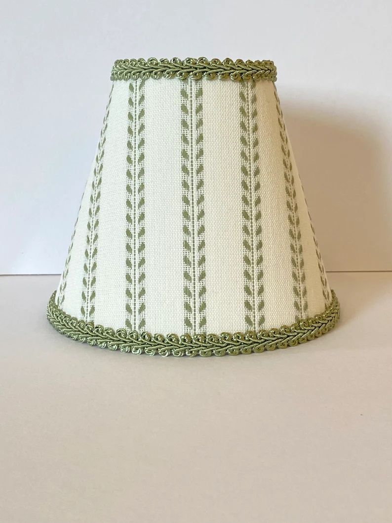 MADE TO ORDER Sage Green and Ivory Dobby Striped Sconce/chandelier Lamp Shade - Etsy | Etsy (US)