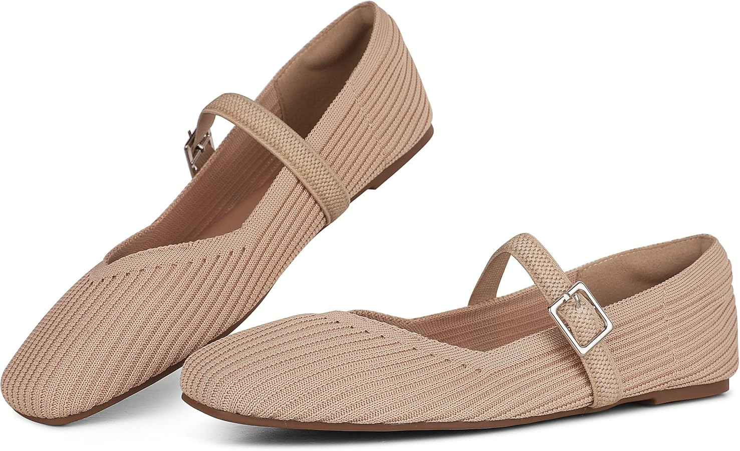 CELNEPHO Flats for Women Square Toe Ballet Flats Shoes Comfortable Dressy Knit Flats for Women Ar... | Amazon (US)