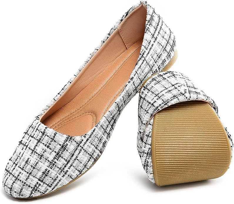 HEAWISH Women’s Round Toe Flats Shoes Ballet Flats Dressy Comfortable White Green Flats for Wom... | Amazon (US)