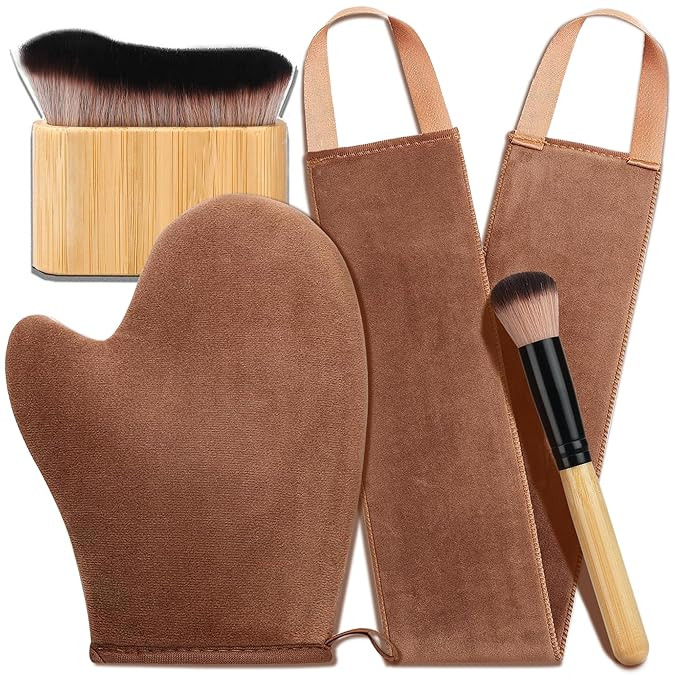 4 in 1 Luxury Velvet Tanning Mitt Self Tanning Mitt Applicator Self Tanner Brush Self Tanner Back... | Amazon (US)