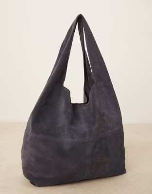 Becksondergaard dalliea suede slouchy shoulder tote bag in dark blue | ASOS | ASOS (Global)