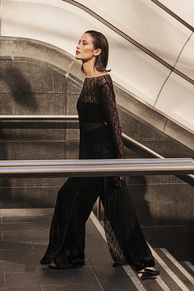 MONICA BLACK SATIN PANT | DISSH