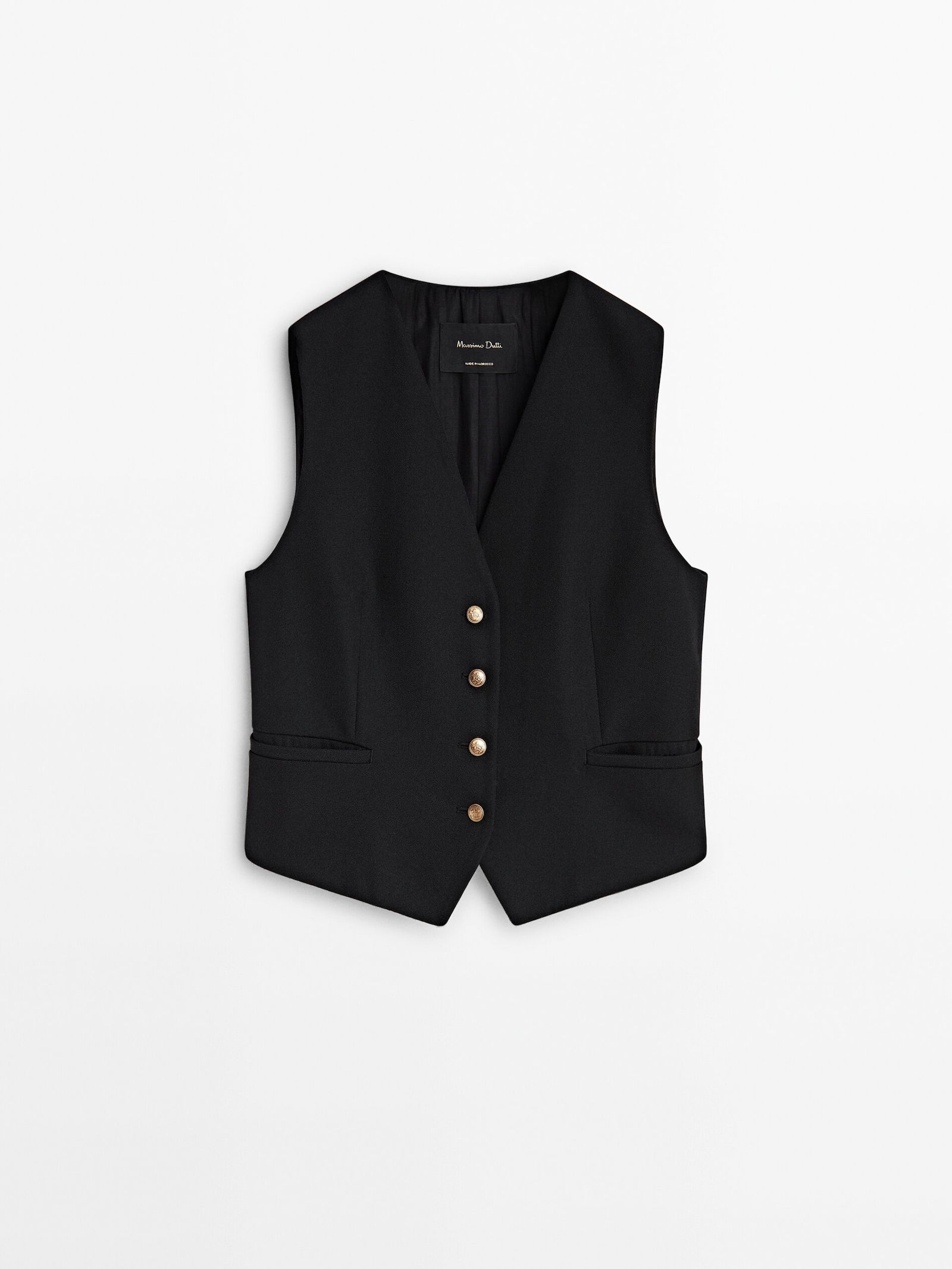 Cropped waistcoat with golden buttons | Massimo Dutti UK