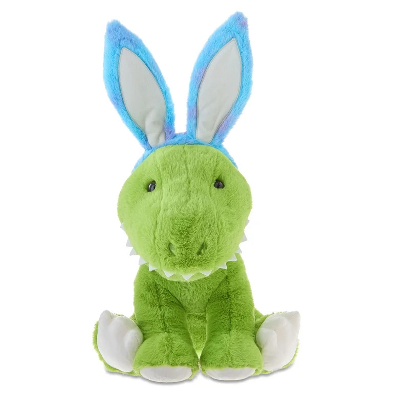 Large Dinosaur Plush with Bunny Ears, Green and Blue, 19", Easter by Way To Celebrate | Walmart (US)