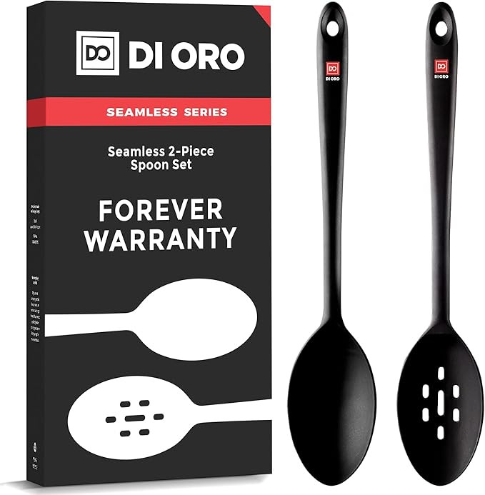 DI ORO Silicone Spoons for Cooking - Large Kitchen Spoons for Mixing, Serving, & Stirring - 600°... | Amazon (US)