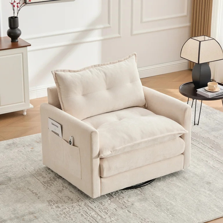 360° Swivel Accent Chair, Oversized Arm Chair with 30-inch Wide Seat and Double-Layer Cushion, C... | Walmart (US)