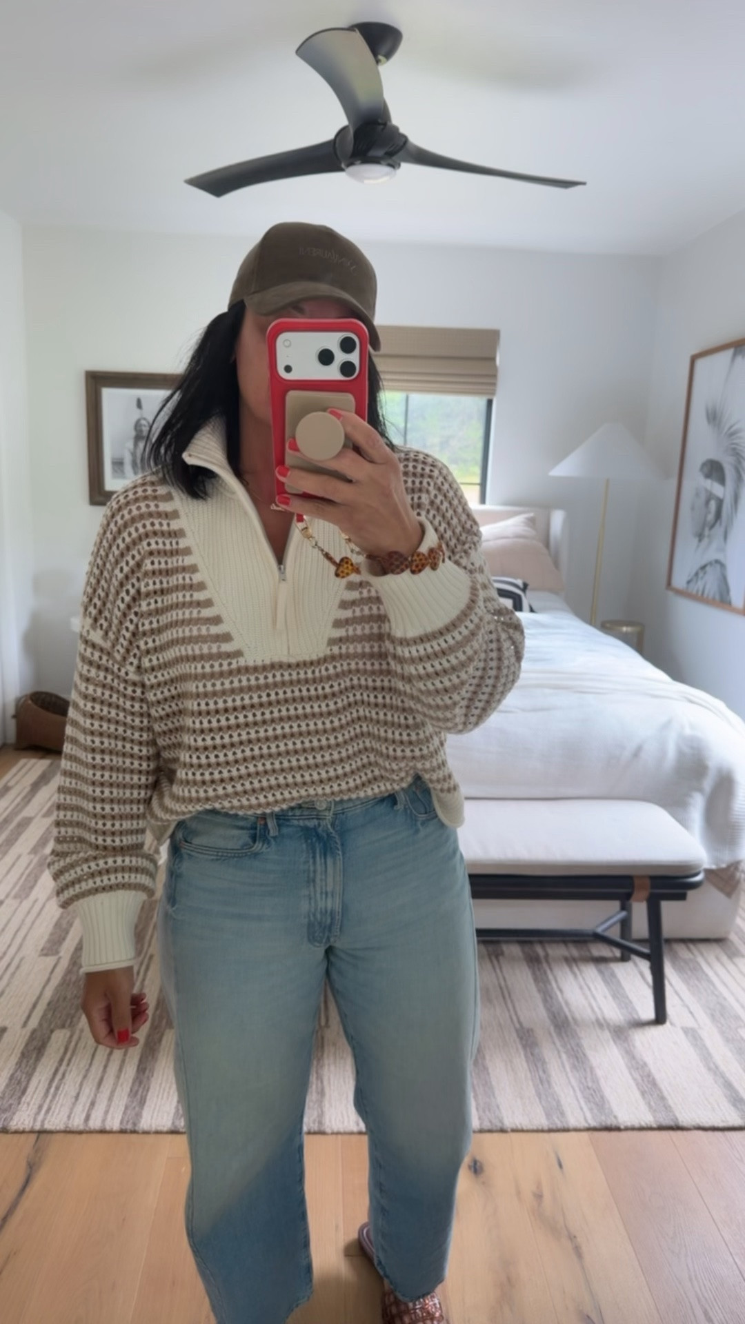 Top size medium, jeans size 30 (I’m a curvy size 8), shoes fit tts. I’m wearing a medium in the hat.

#LTKMidsize #LTKOver40 #LTKSaleAlert