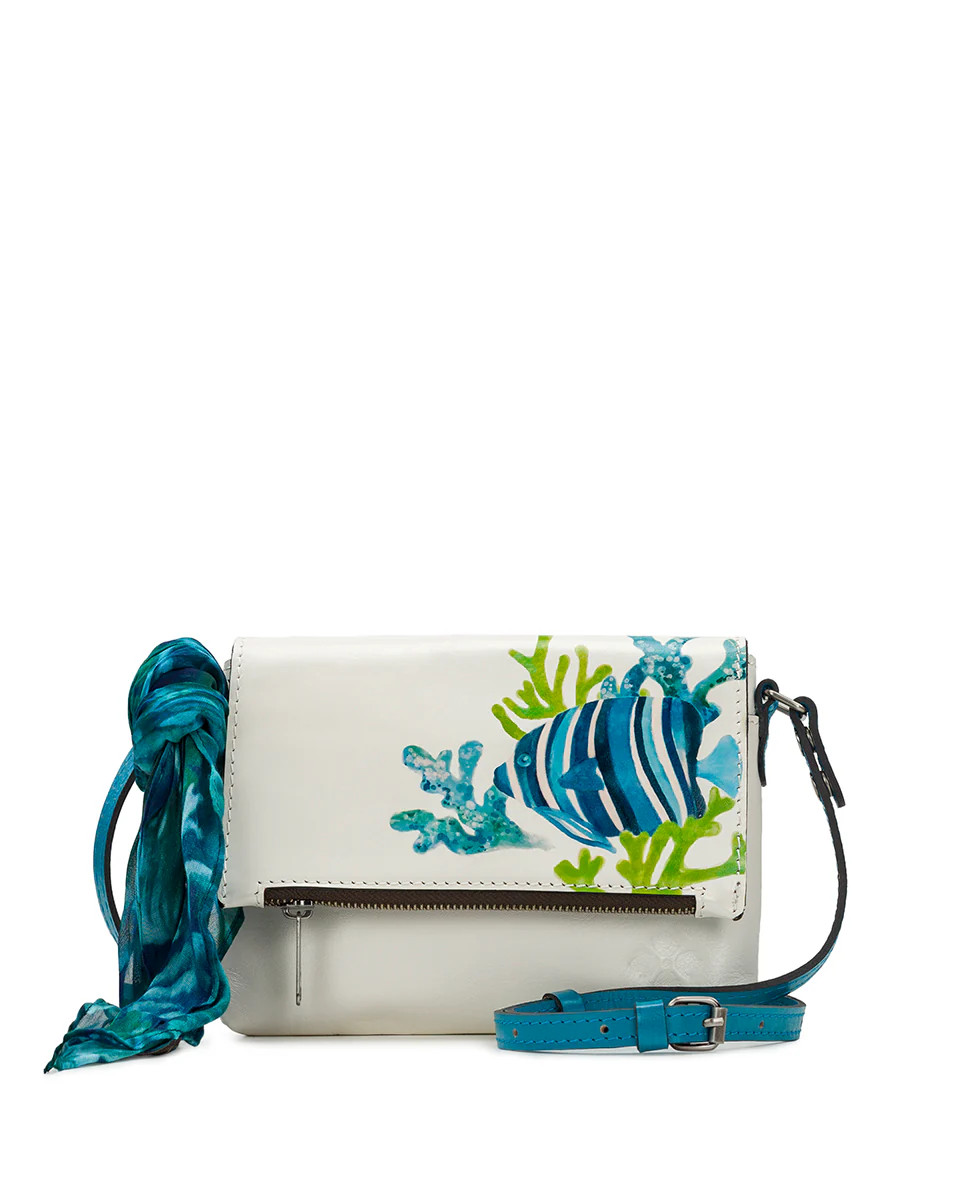 Corfu Crossbody with Scarf 
         Striped Fish Spot Print | Patricia Nash Designs