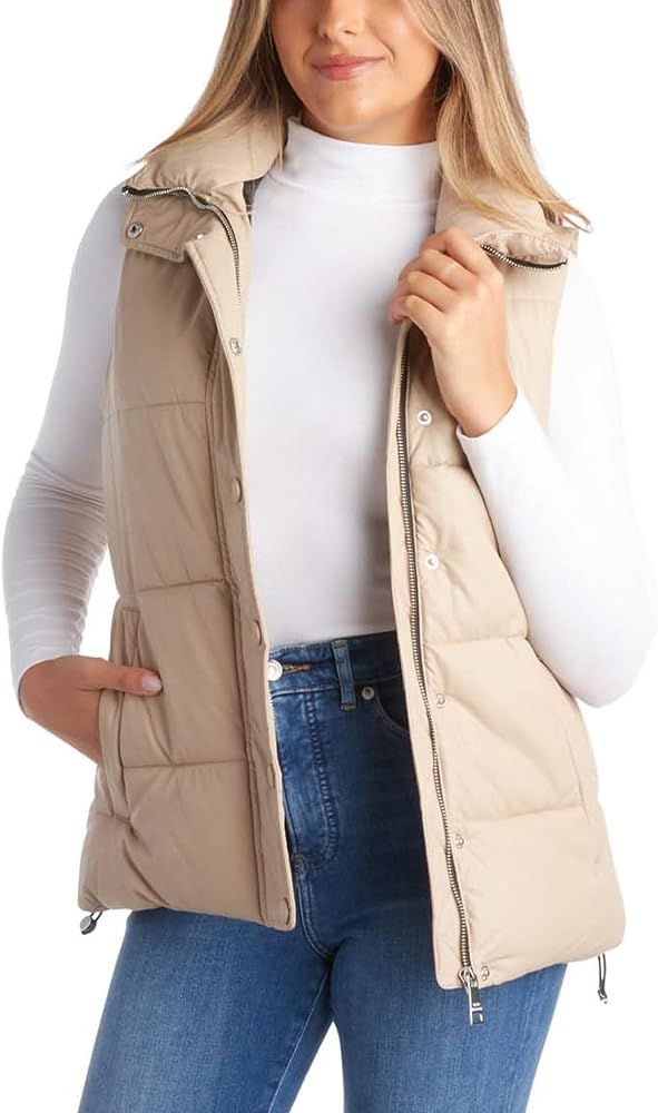 Steve Madden Women's Vest – Faux Leather Quilted Winter Vest for Women – Sleeveless Puffer Jacket (S | Amazon (US)