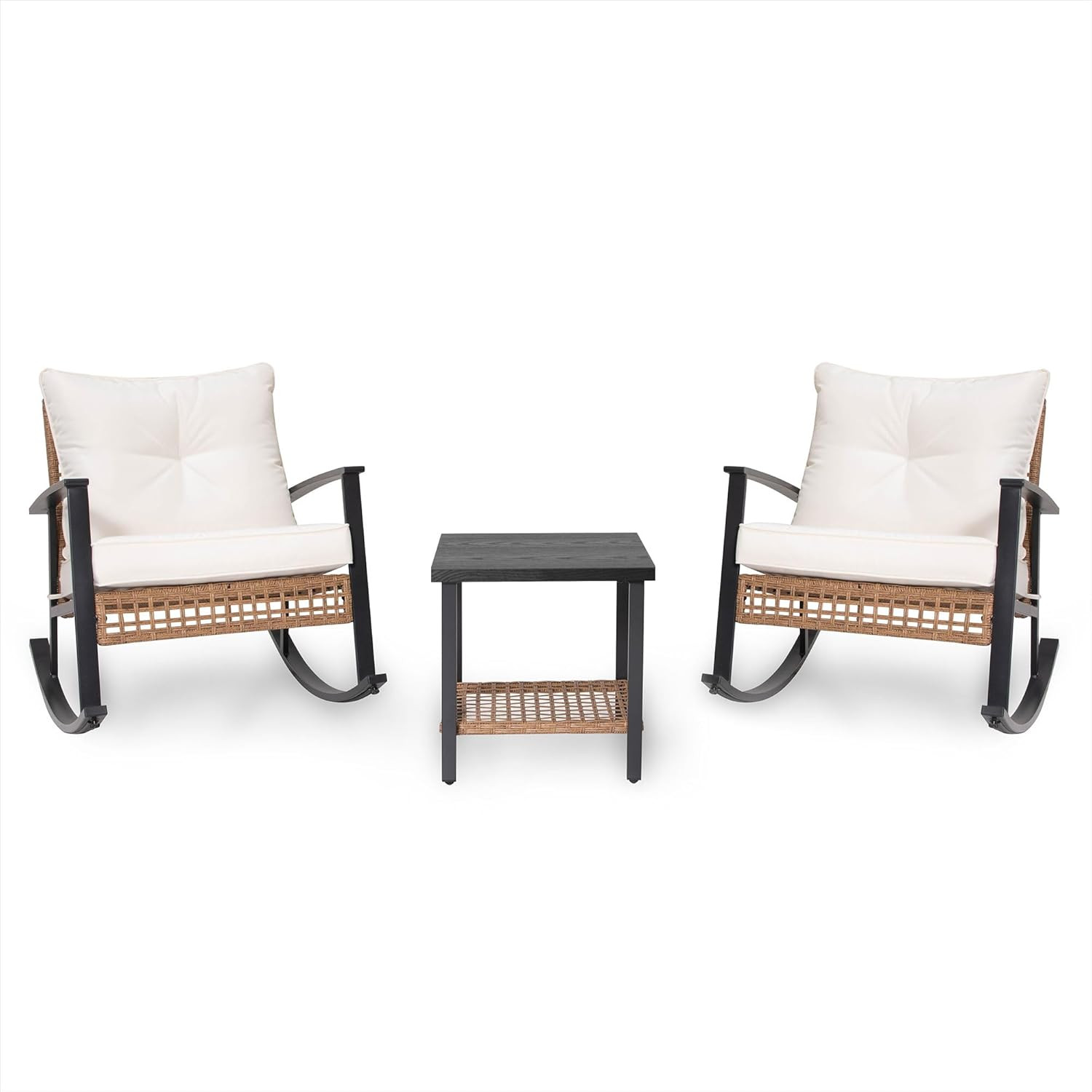 LAUSAINT HOME 3-Piece Rocking Bistro Set, Outdoor Patio Furniture with Thick Cushions and 2-Tier ... | Amazon (US)