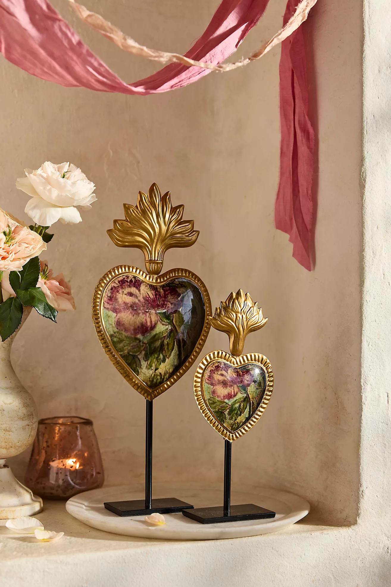 Enameled Floral Heart Medallion + Stand | Anthropologie (US)
