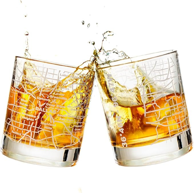 Greenline Goods Whiskey Glasses - 10 Oz Tumbler Set for Dallas lovers, Etched with Dallas Map Old... | Amazon (US)