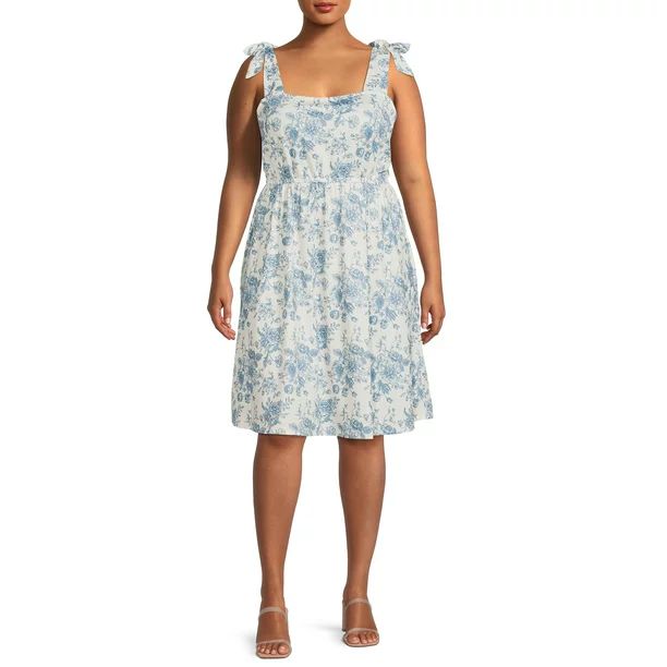 Heather B Women's Plus Size Sleeveless Dress with Tie Straps - Walmart.com | Walmart (US)