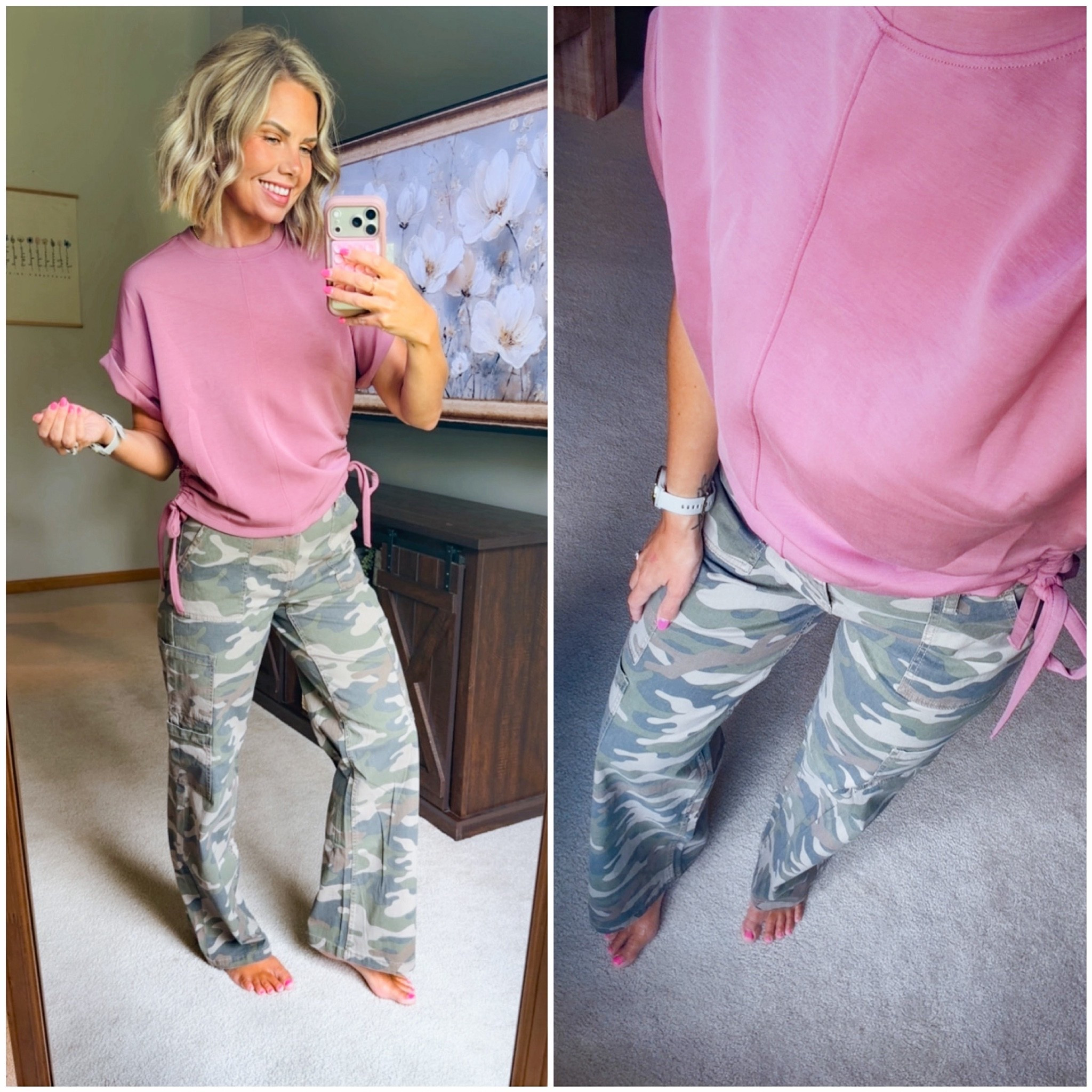 Walmart camo pants on sale for $14!!! 
Love the color mixing combo for fall 
Top: Small
Bottoms: Small

#LTKootd