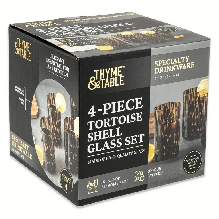 Thyme & Table 4-Pack 20oz Tortoise Brown Drinking Glass Set | Walmart (US)