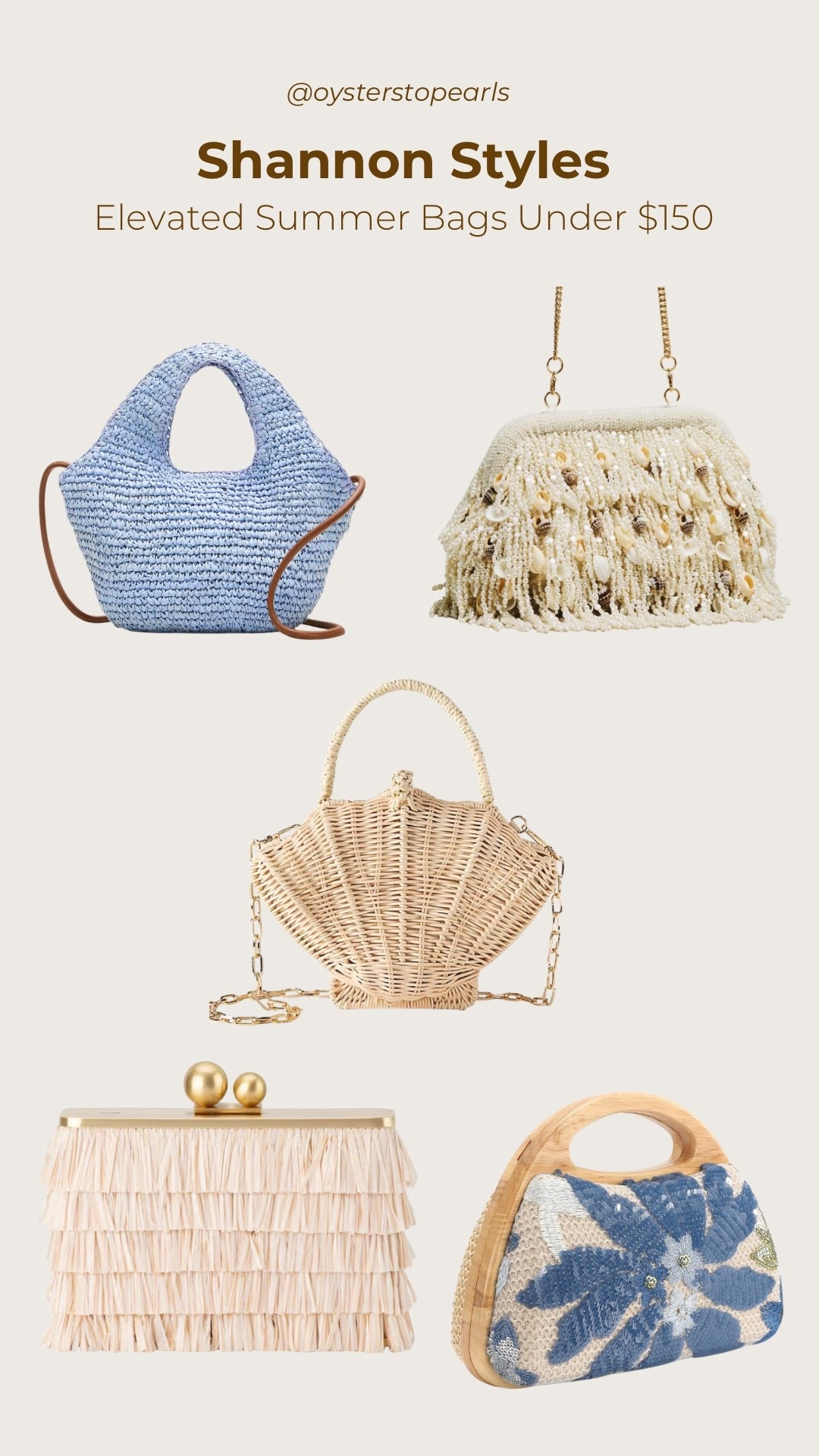 Elevated Summer Bags 🐚  #summerbags #summerhandbags #handbagedit 

#LTKootd #LTKSeasonal #LTKMothersDay