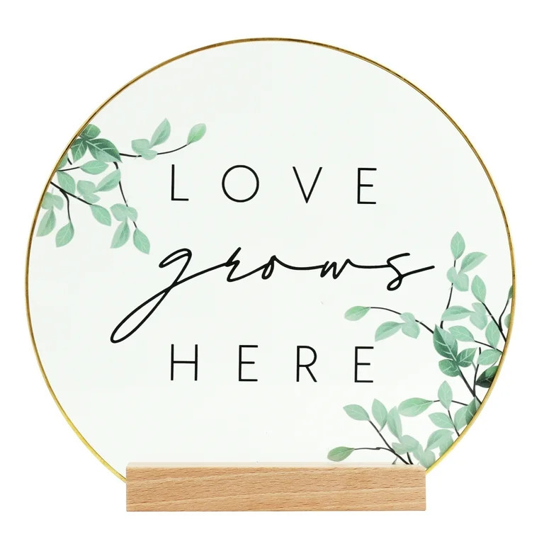 Inspirational "Love Grows Here" Translucent Tabletop Plaque with Solid Wood Base Stand | Walmart (US)