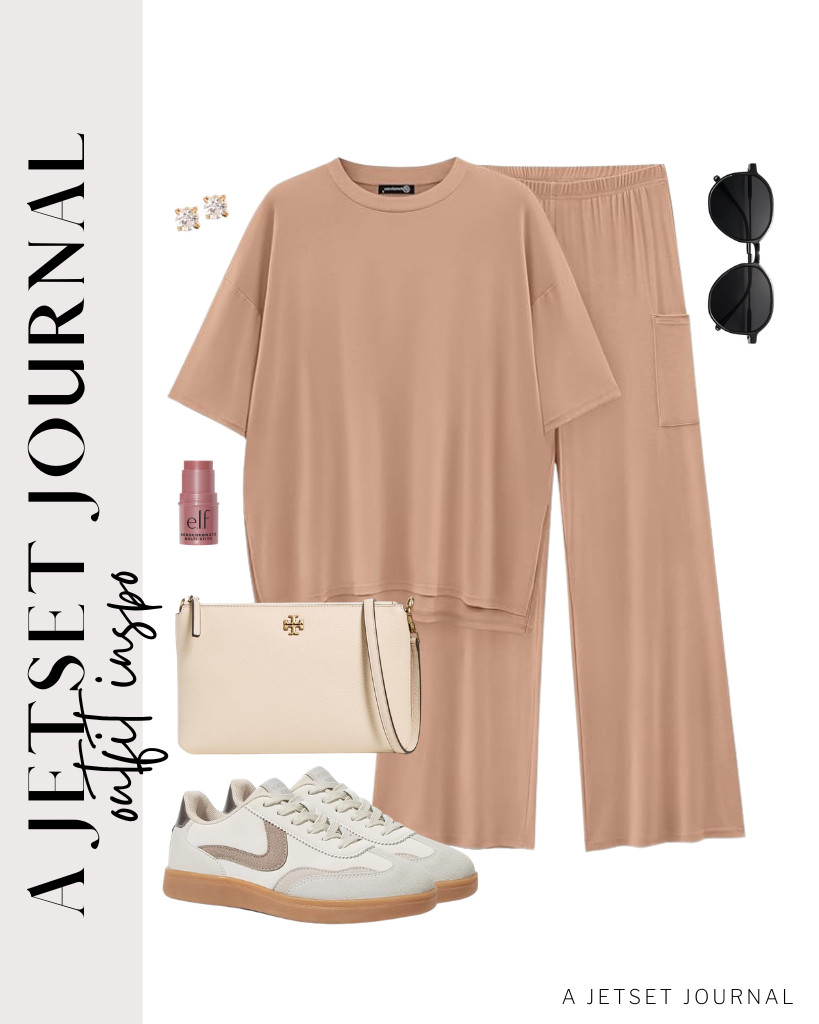 A khaki two-piece outfit goes well with LUCKY STEP fashion sneakers. For this outfit, a Tory Burch pebbled wallet bag is perfect! Complete this look with SOJOS hexagon sunnies and e.l.f. Monochromatic Multi Stick.

#LTKSeasonal #LTKSaleAlert #LTKTravel
 

 