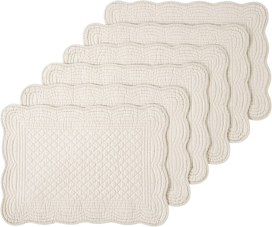 MABOZOO 100% Cotton Quilted Placemats Set of 6,Washable Cloth Table Placemats for Kitchen & Dinin... | Amazon (US)