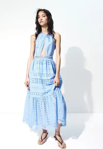 H&M Eyelet-embroidered poplin dress | Nordstrom | Nordstrom