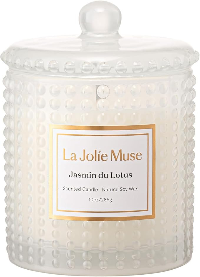 LA JOLIE MUSE Jasmine du Lotus Scented Candles - Ivy, Jasmine, Cedarwood | 10 oz Natural Soy Wax ... | Amazon (US)