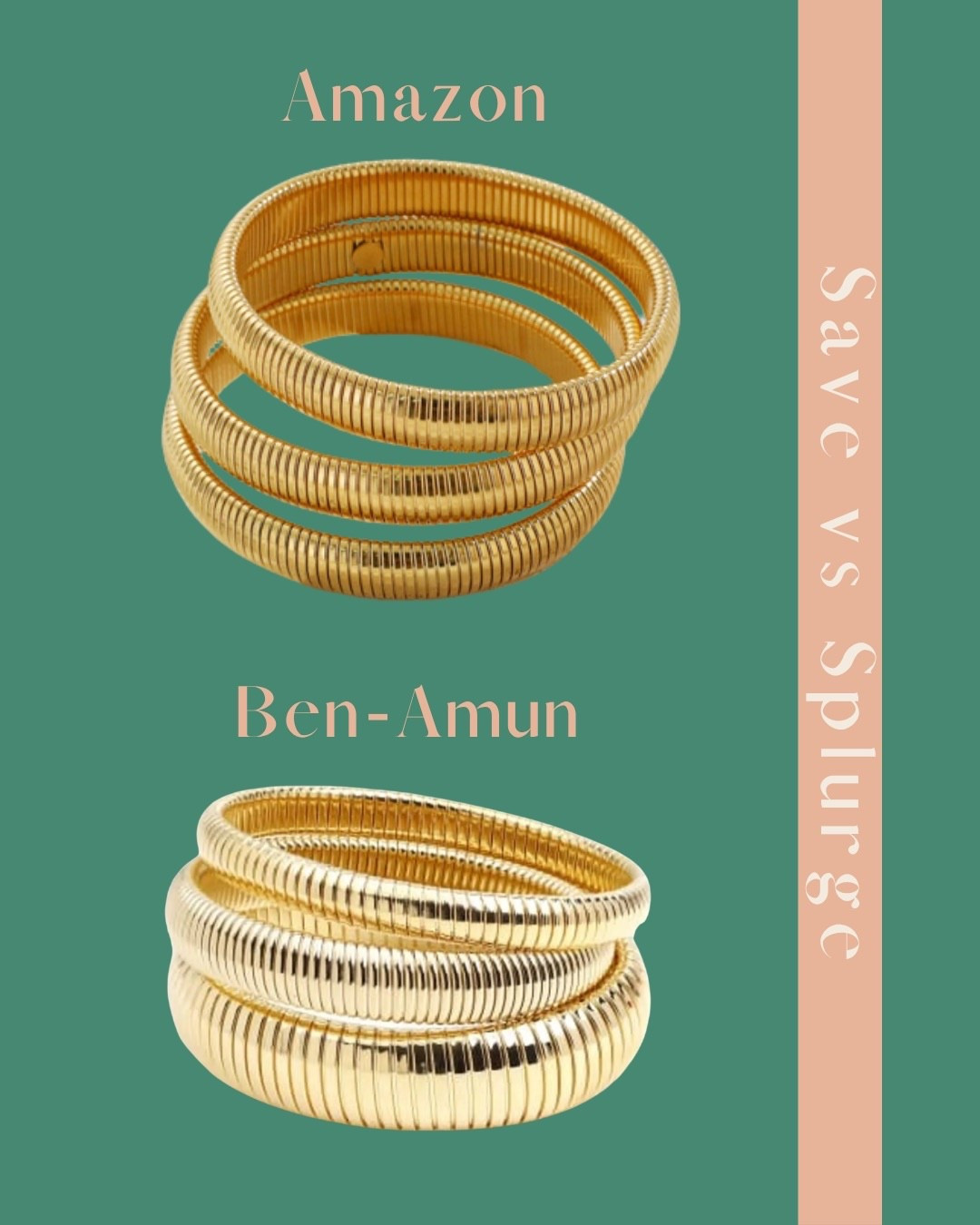 Amazon vs Ben-Amun gold stretch bangle bracelets, save vs splurge, accessories, jewelry sale, dupe

#LTKSummerEdit #LTKFindsUnder50 #LTKStyleTip