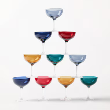 SET OF 10 COLOURED GLASSES COUPES | Indigo (CA)