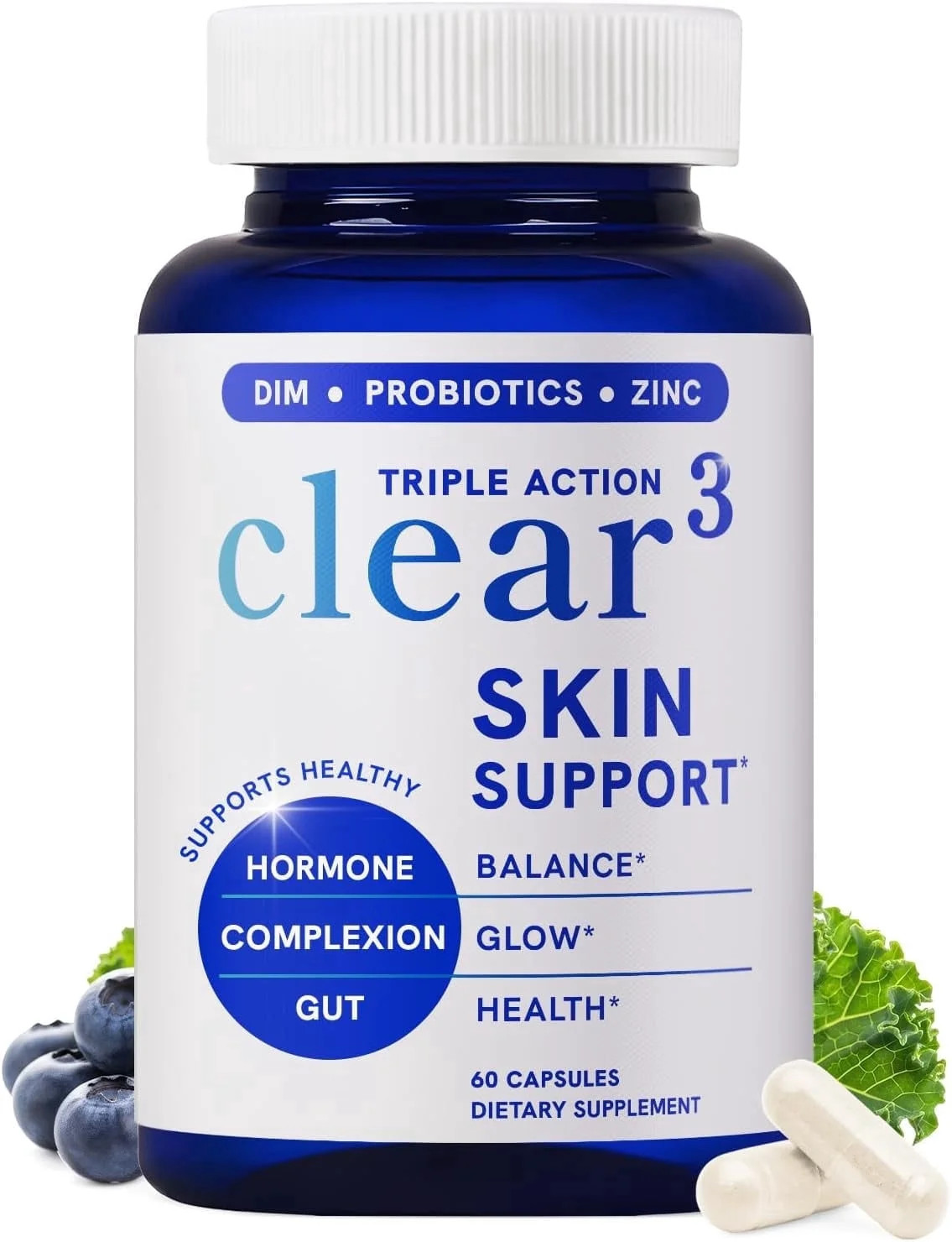 Clear Skin Supplement with Zinc, DIM & Probiotics, Multi-Ingredient Formula with Hyaluronic Acid,... | Walmart (US)
