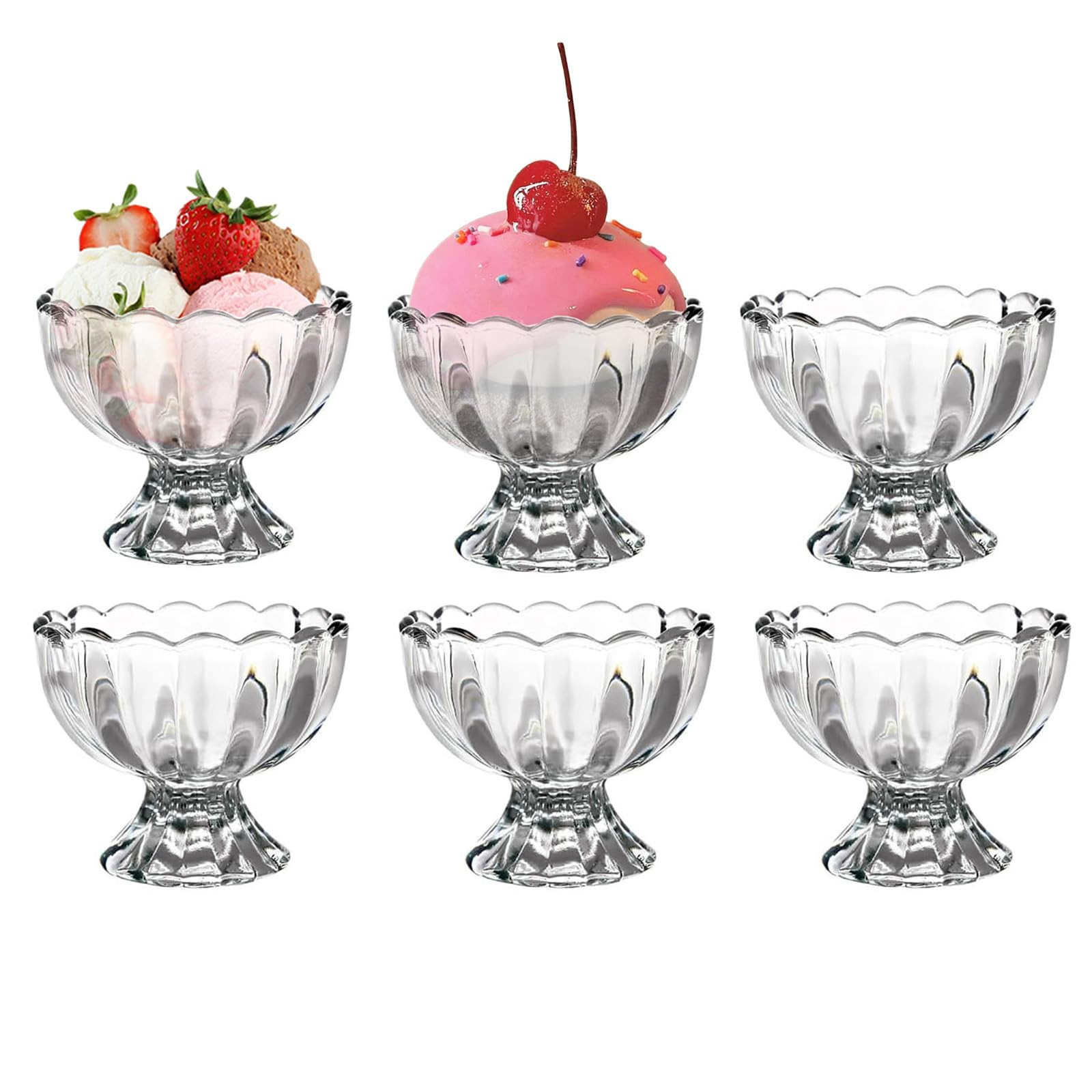 Vintage Glass Dessert Bowls, Ice Cream cups, 5oz Dessert cups, for Sundae, Fruit, Ice Cream, Pudd... | Amazon (US)