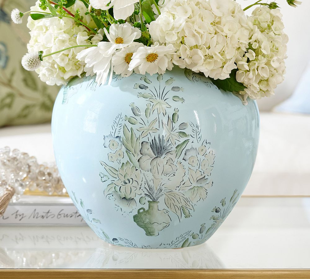 Kravet Grandiflora Hand-Painted Vase | Pottery Barn (US)