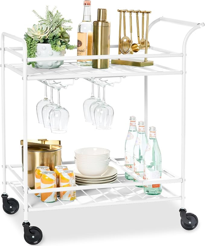 Best Choice Products Rolling Bar Cart, Mobile Home Bar Serving Cart, Serving Station w/ 2 Tier Sh... | Amazon (US)