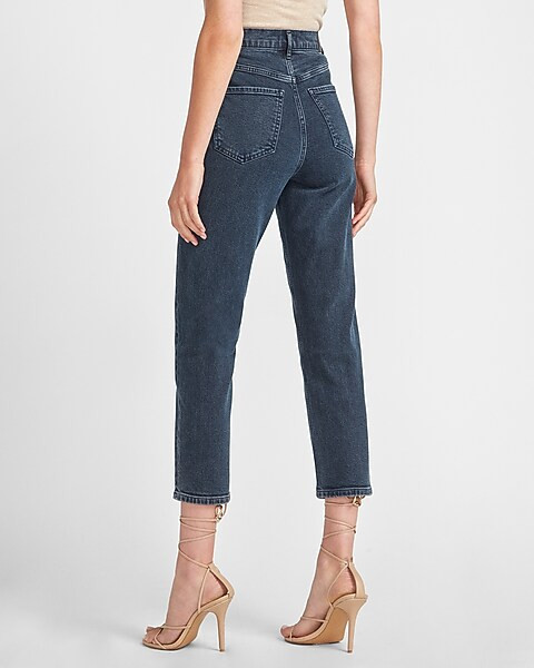 Super High Waisted Dark Wash Mom Jeans | Express