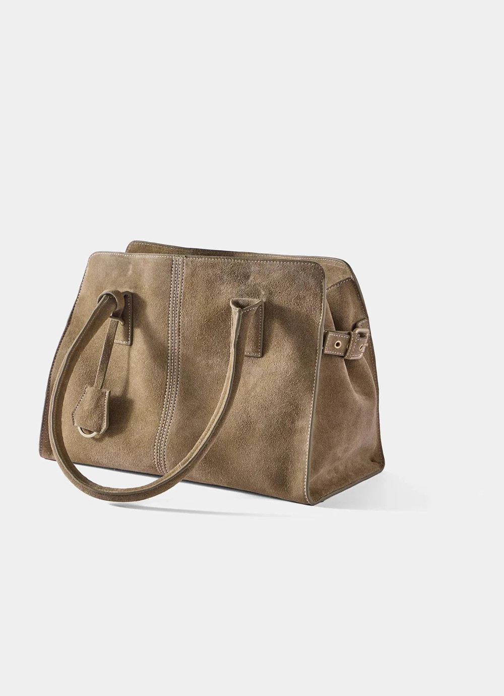 Rue Khaki Suede Tote Bag | Mint Velvet