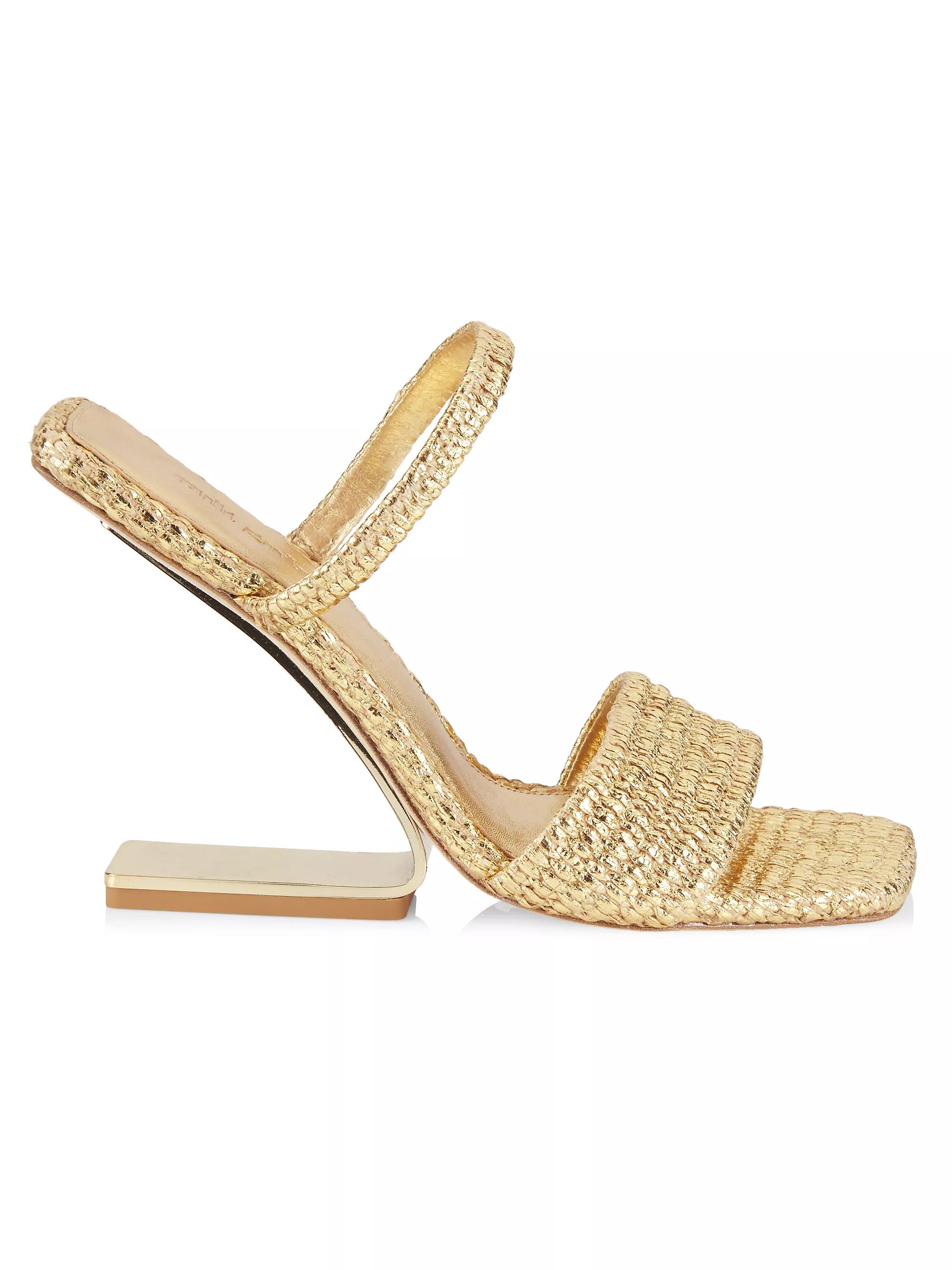 Shop Cult Gaia Rene Metallic Raffia Wedge Sandals | Saks Fifth Avenue | Saks Fifth Avenue