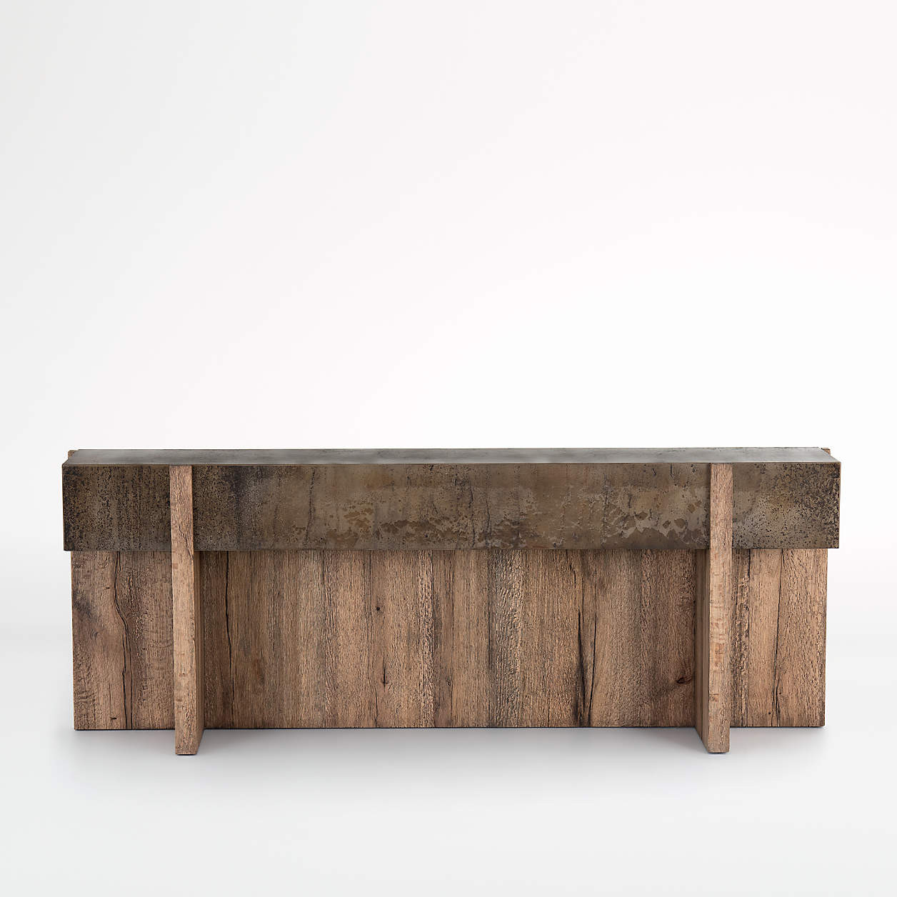 Mackinley 78.75" Rectangular Iron and Natural Oak Wood Console Table + Reviews | Crate & Barrel | Crate & Barrel