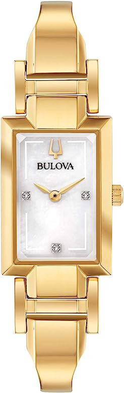 Bulova Ladies' Stainless Steel Bangle with Diamonds and Mother-of-Pearl Dial | Amazon (US)
