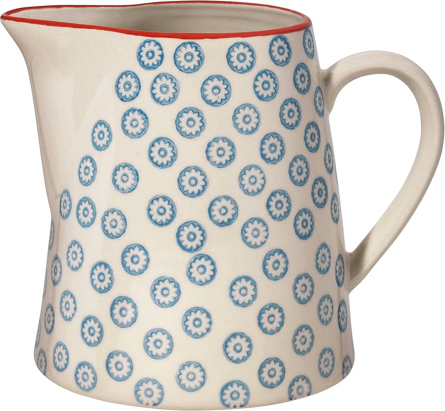 Bloomingville Ceramic Pitcher Emma - Jug for Water, Juice, Milk Dia 4.5'' H 5'', blue, Stoneware,... | Amazon (US)